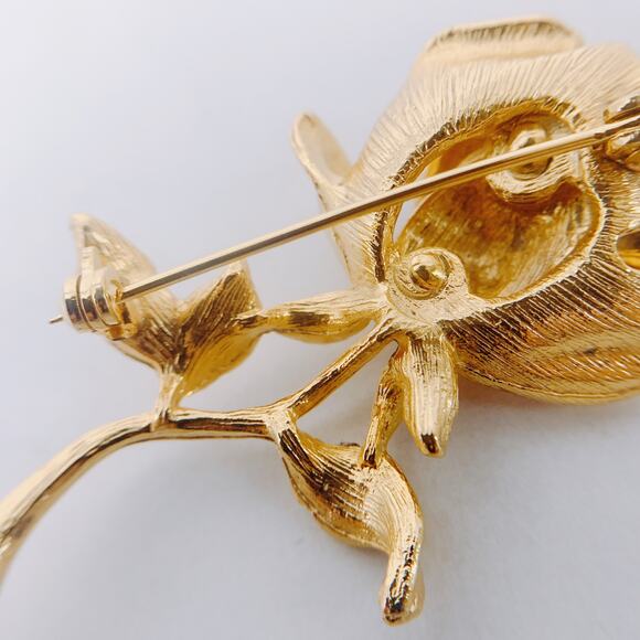 VTG Gold Tone Floral Brooches Signed RAFAELIAN Mid Century Enamel Roses Set of 5 - Picture 7 of 16